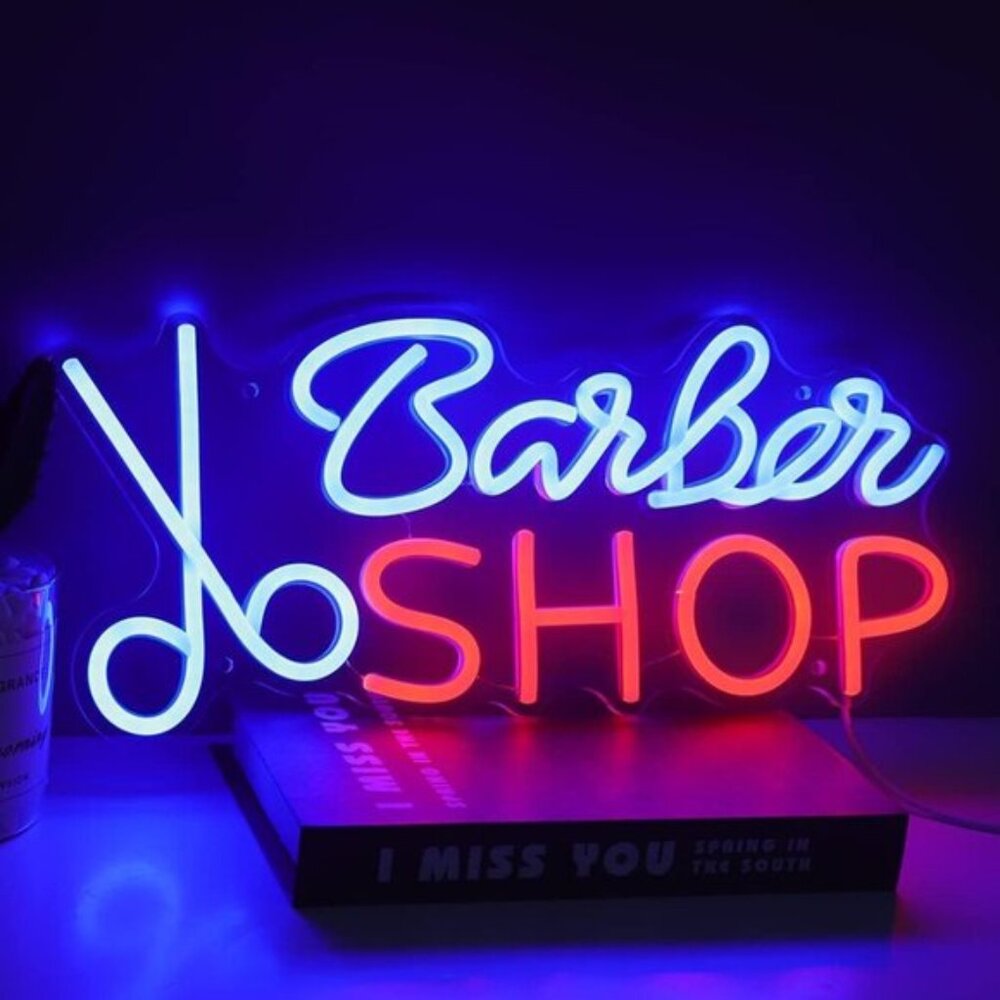 Barber Shop Neon Sign, LED Wall Light for Salon, Store Decor & Gift - 15.75In